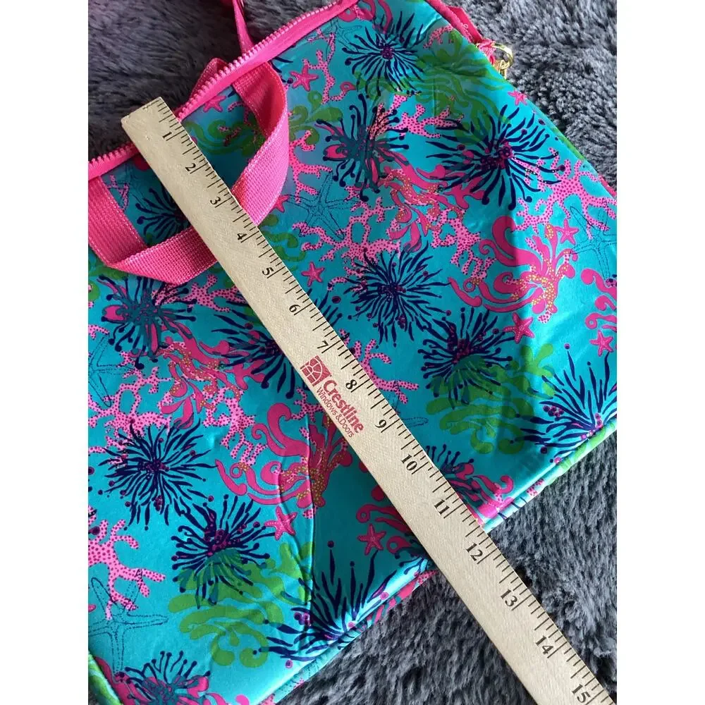 Lilly Pulitzer Dirty Shirley‎ Print Laptop Bag with Shoulder Strap Blue Pink